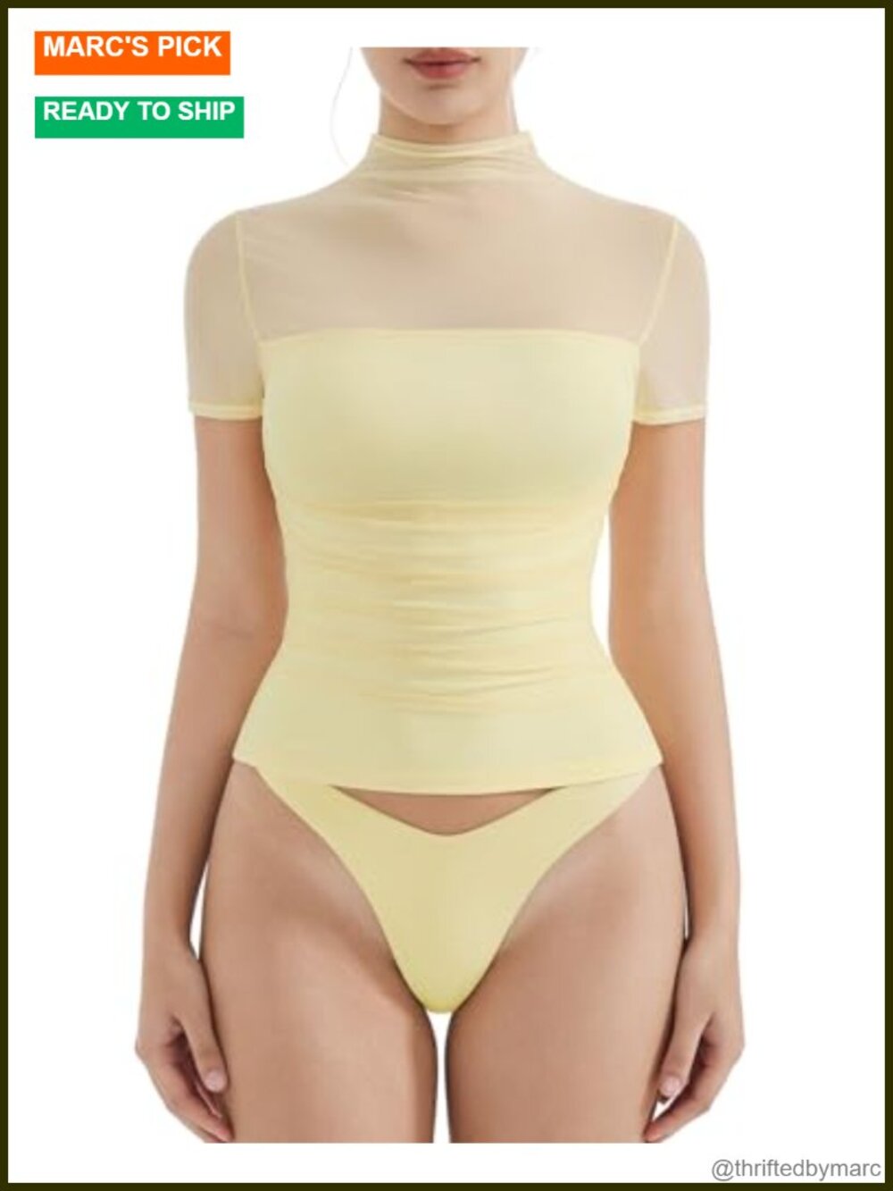 Women's Sheer Mesh Mock Neck Ruched Slim Fit Crop Top Going Out Tee
